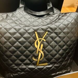 YSL Quilted Black Icare Tote Bag